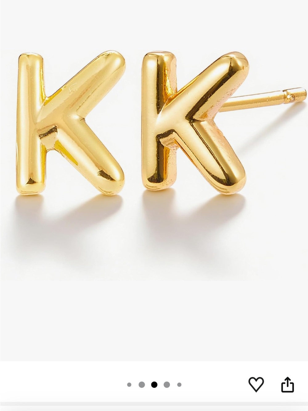 Gold Letter K Kids Stud Earrings by